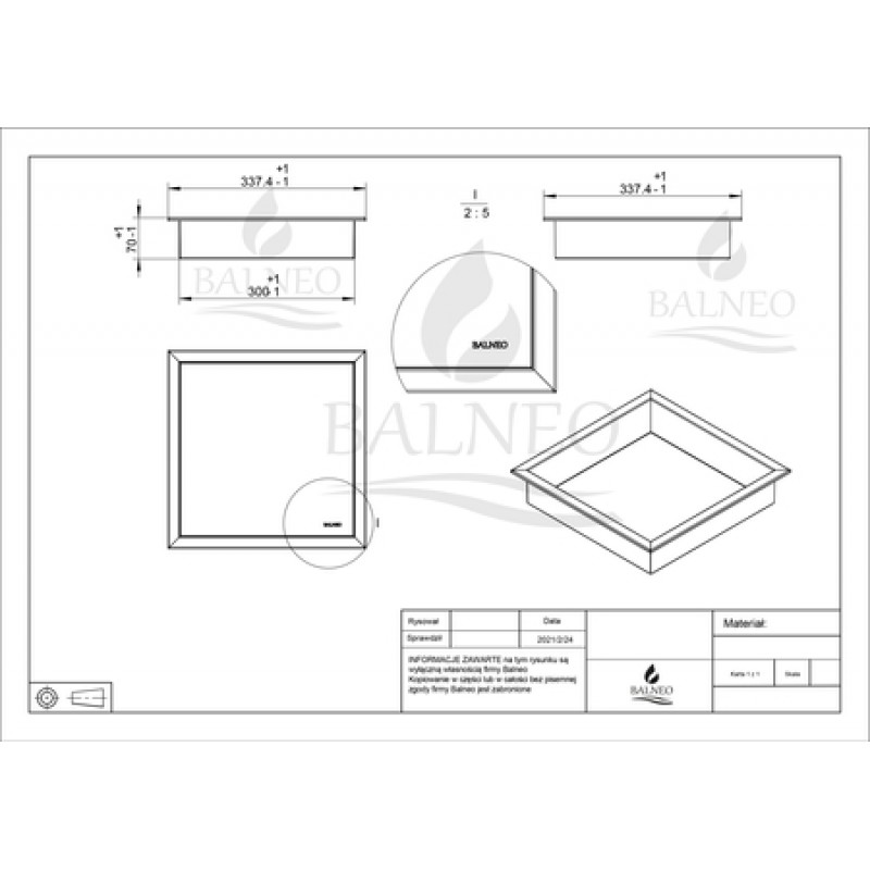 Черен рафт за вграждане Wall Box One Black 30x30 см