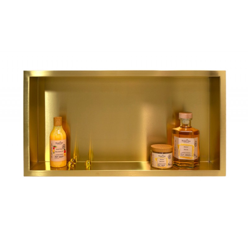 Златен вграден рафт Wall Box One Gold 60x30 см от неръждаема стомана