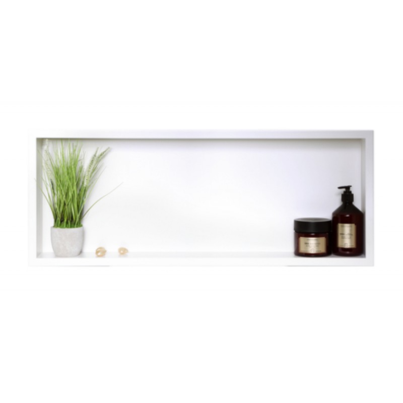 Бял вграден рафт Wall Box One White 90x30 см от неръждаема стомана