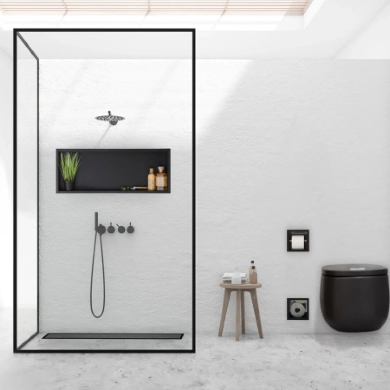 Черен рафт за вграждане Wall Box One Black 90x30 см от неръждаема стомана