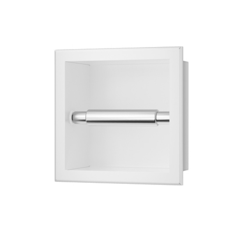 Бял вграден държач за хартия Wall-Box Paper 1 White от неръждаема стомана