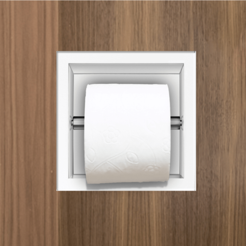 Бял вграден държач за хартия Wall-Box Paper 1 White от неръждаема стомана