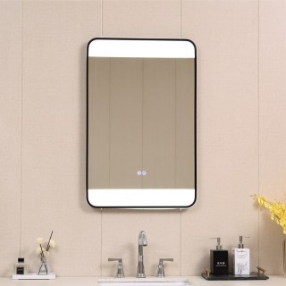 LED огледало с осветление и черна алуминиева рамка