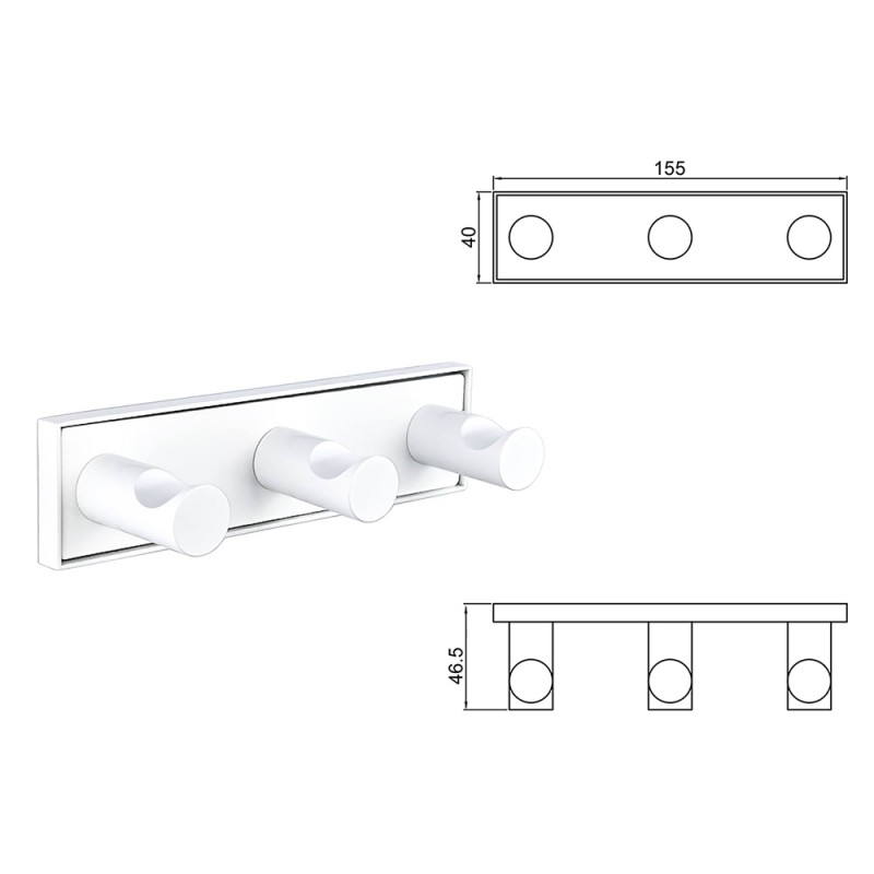 MODENA WHITE MATT ТРОЙНА ЗАКАЧАЛКА 3853-3WM