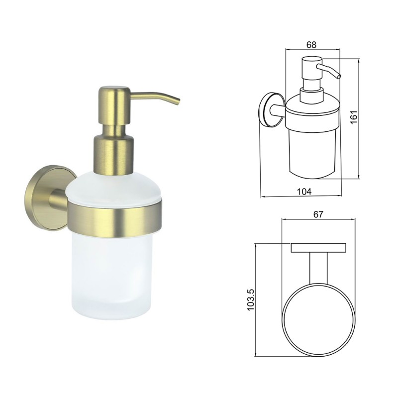 Дозатор за течен сапун LUSSO BRUSH GOLD 3663BG