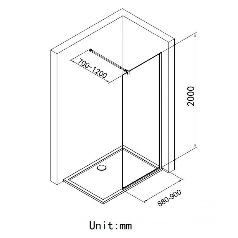 Стационарен параван за душ CRISTINA WHITE MAT 125TR-90WM, 90×200 см