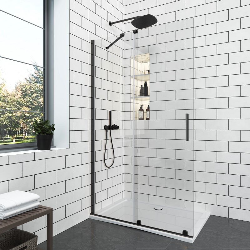 Параван за баня Walk-In ELGIO Black