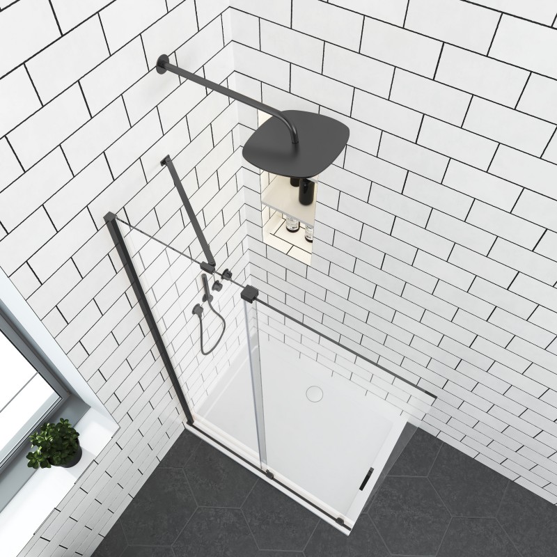 Параван за баня Walk-In ELGIO Black