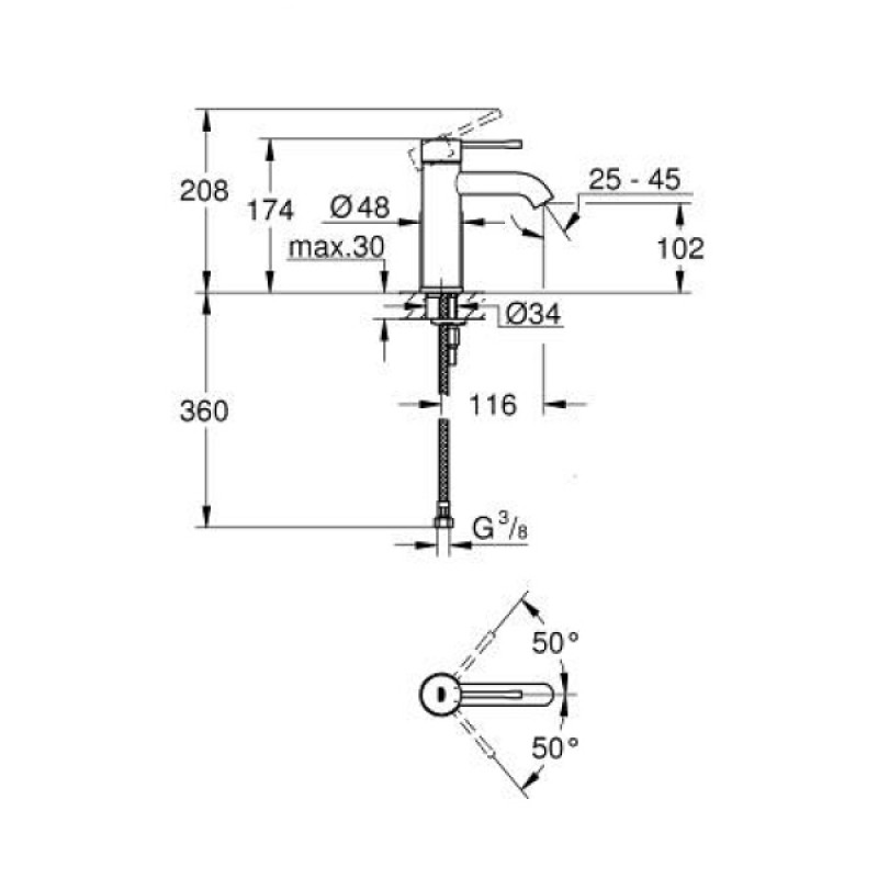 Едноръкохватков смесител за мивка Essence графит 24172AL1