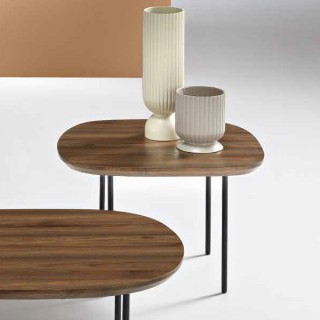 FLUX/PC-TEAK - Холна маса 58см с оформен плот и метални крака