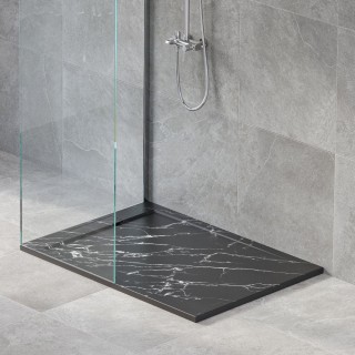 Поддушово корито MARBLE TEXTURE 140 см, черен мат