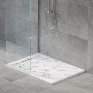 Поддушово корито MARBLE TEXTURE 140 см, бял мат