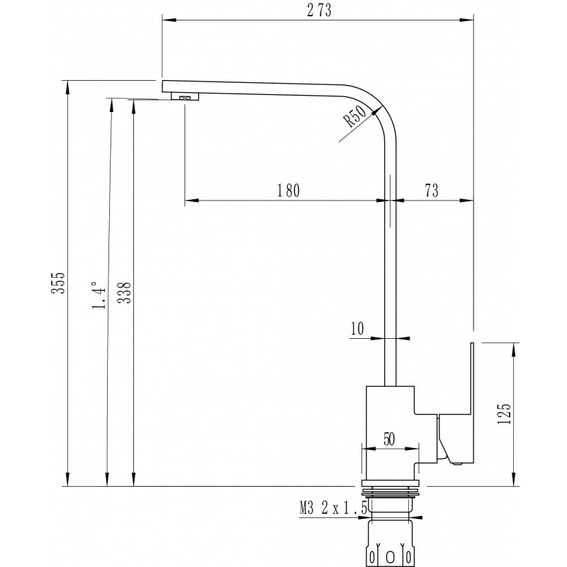 Висок кухненски смесител Темпико ICF 7107018C