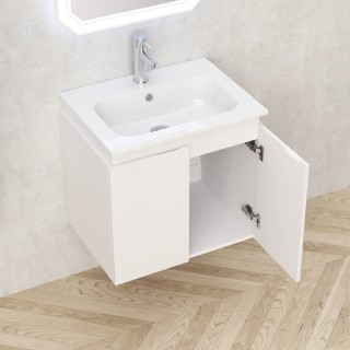 Долен PVC шкаф за баня с бял умивалник BG 6046W+5955