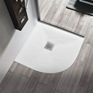 Овално душ корито за вграждане 90/90 от технически камък PIETRA BIANCO