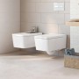 SQUARE - окачена порцеланова Rimless тоалетна с хоризонтално оттичане, БЯЛ