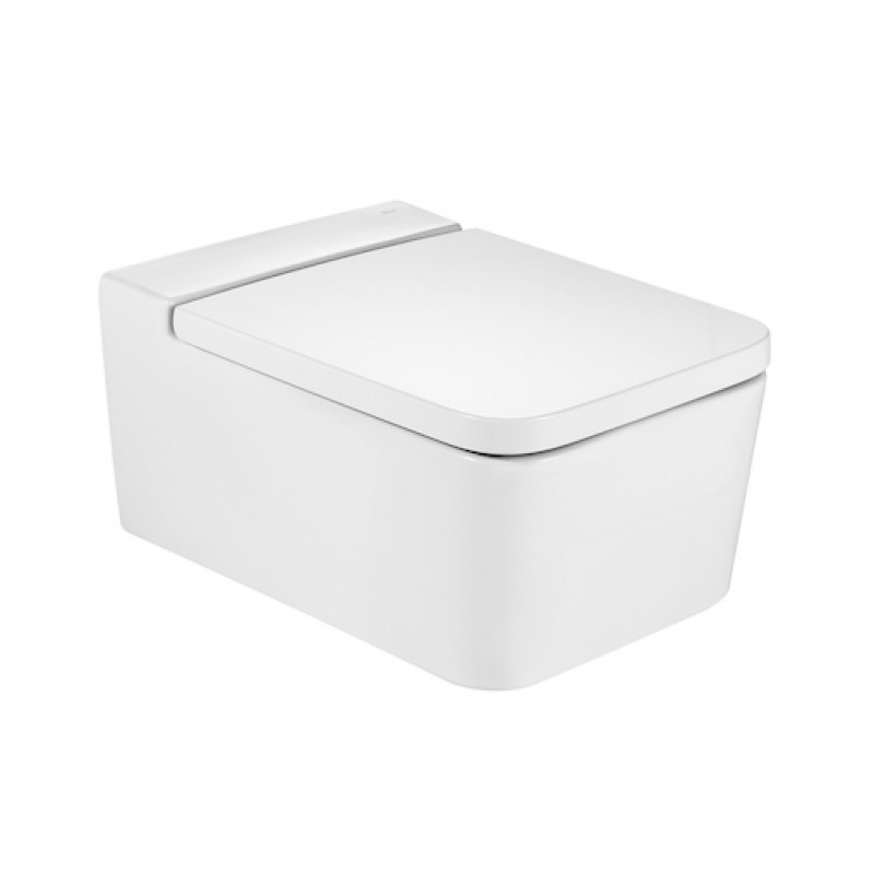 SQUARE - окачена порцеланова Rimless тоалетна с хоризонтално оттичане, БЯЛ