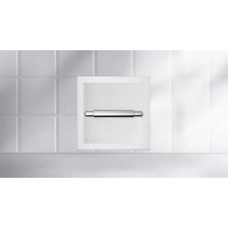Бял вграден държач за хартия Wall-Box Paper 1 White от неръждаема стомана