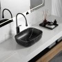 Порцеланов умивалник за плот 887MB MARBLE, матово черно с мраморен ефект