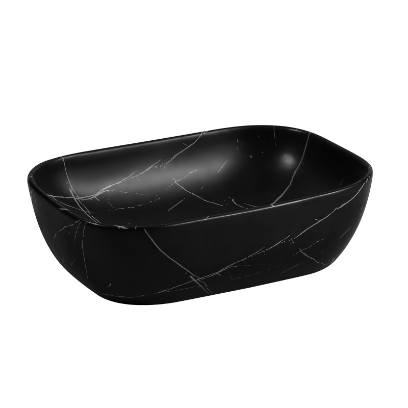 Порцеланов умивалник за плот 887MB MARBLE, матово черно с мраморен ефект
