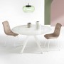 ROUND WHITE - Разтегателна маса от синтерован камък с мраморен ефект