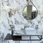 Capri - плот за баня от мраморен гранитогрес с конзоли черен мат