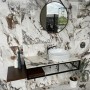 Capri - плот за баня от мраморен гранитогрес с конзоли черен мат