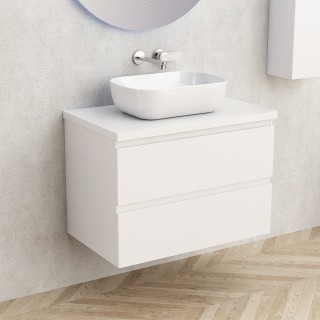 Бял PVC шкаф за баня 6038-75W с две чекмеджета