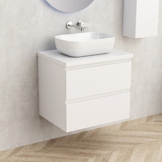 Бял PVC шкаф за баня 6038-60W с две чекмеджета